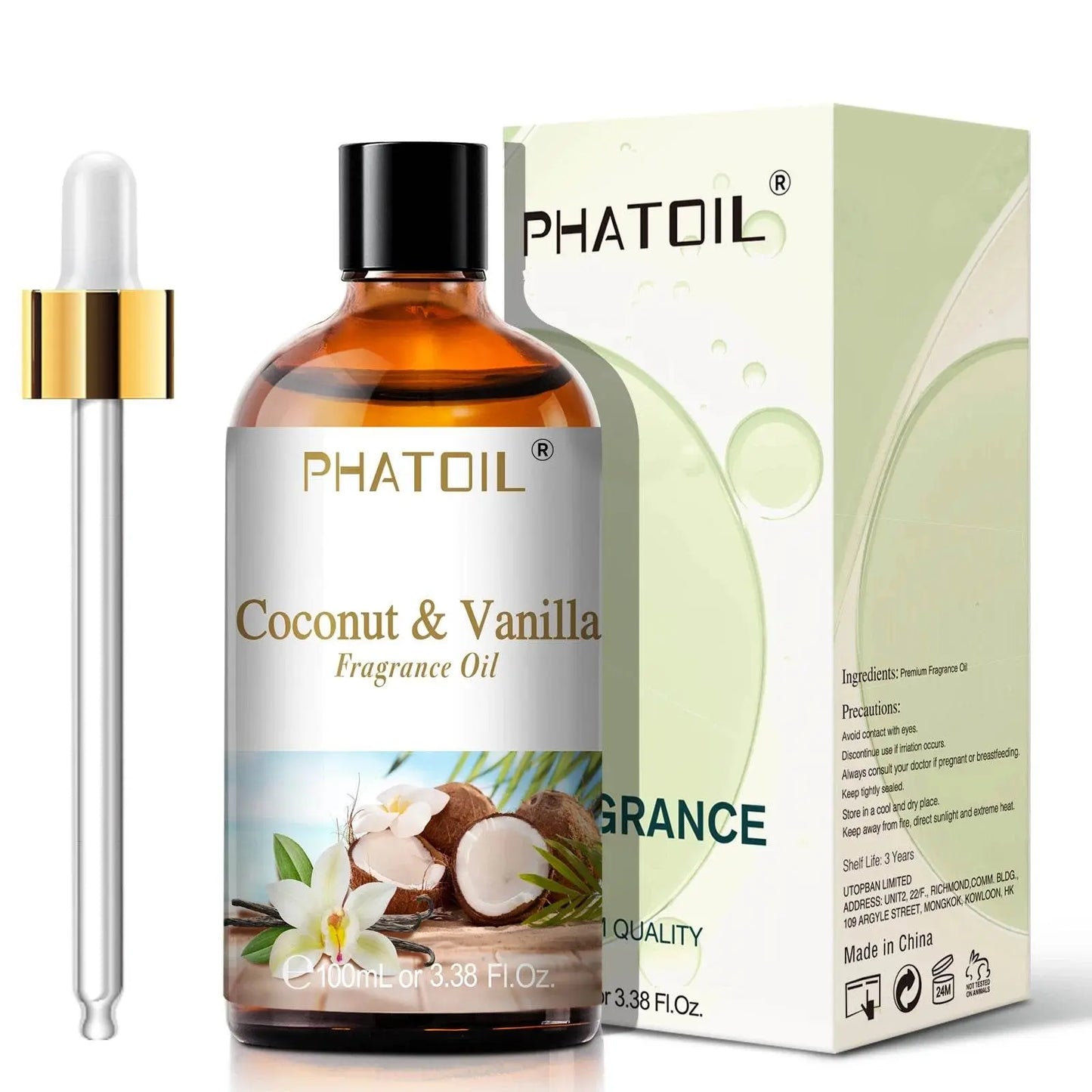 PHATOIL 100ml Sweet Fruity Fragrance Oil for Diffuser Candles Making -Coconut & Vanilla Strawberry Lemon Peach Pear Aroma Oil - Vapolia