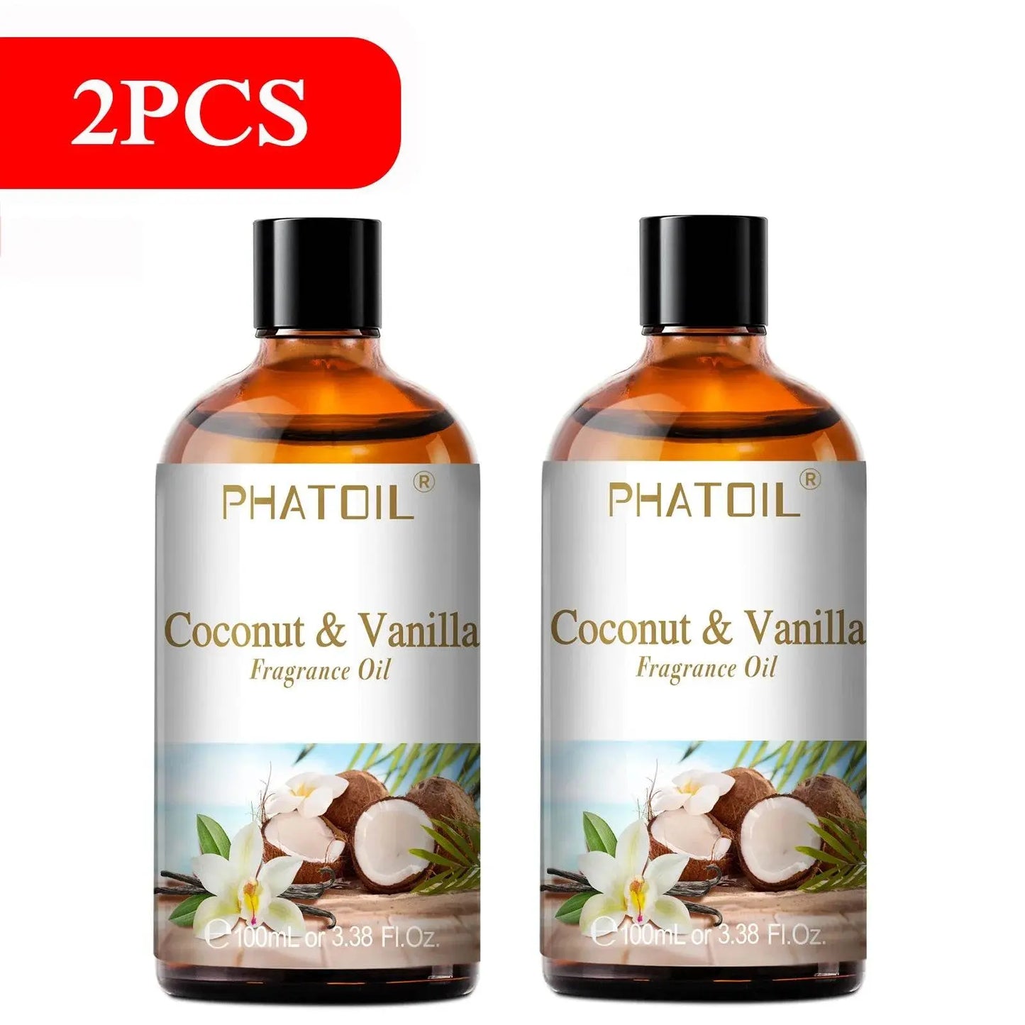 PHATOIL 100ml Sweet Fruity Fragrance Oil for Diffuser Candles Making -Coconut & Vanilla Strawberry Lemon Peach Pear Aroma Oil - Vapolia