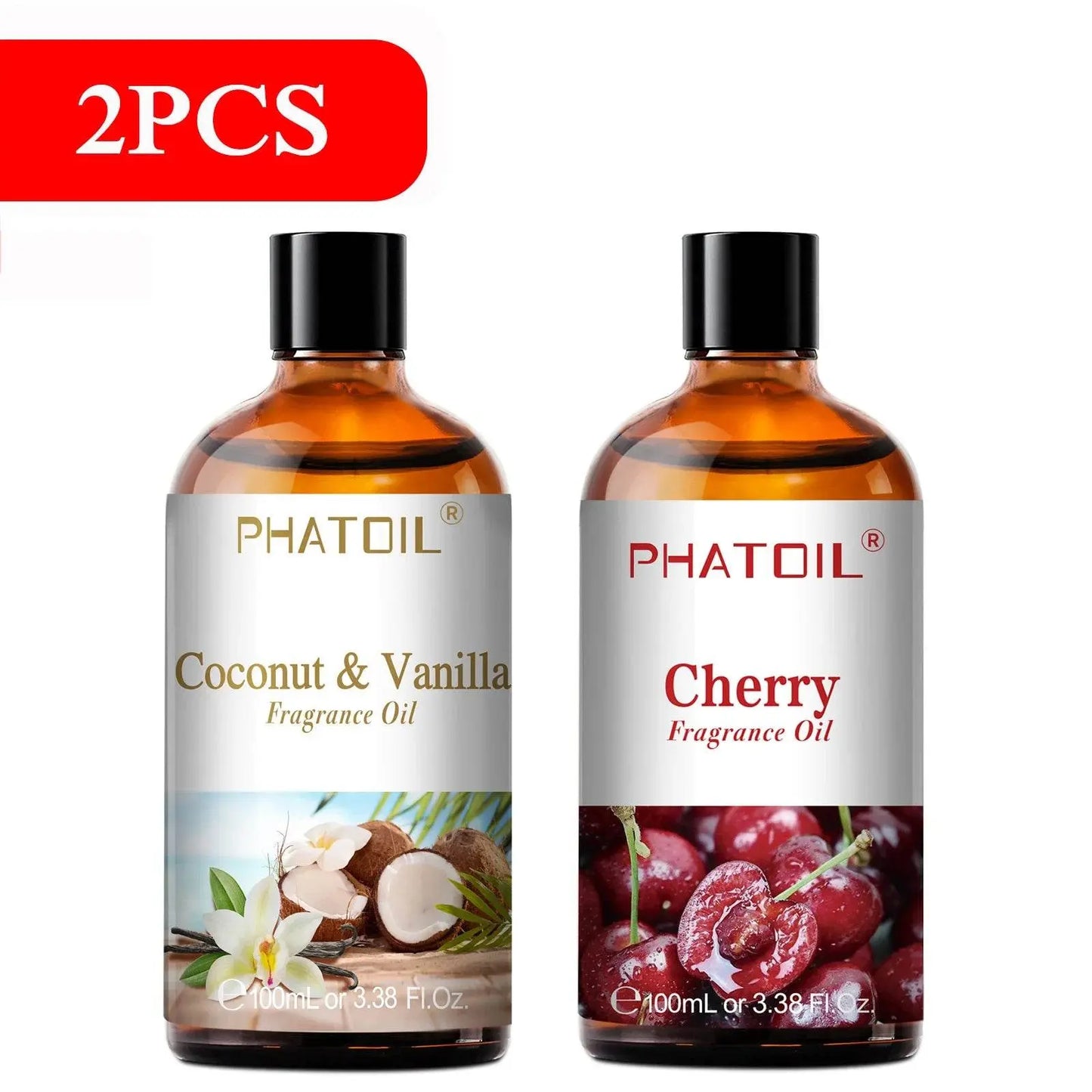 PHATOIL 100ml Sweet Fruity Fragrance Oil for Diffuser Candles Making -Coconut & Vanilla Strawberry Lemon Peach Pear Aroma Oil - Vapolia