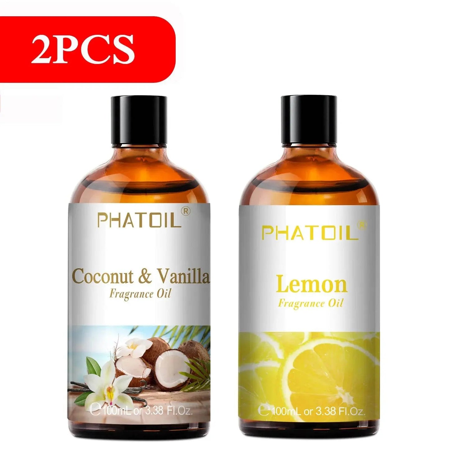 PHATOIL 100ml Sweet Fruity Fragrance Oil for Diffuser Candles Making -Coconut & Vanilla Strawberry Lemon Peach Pear Aroma Oil - Vapolia